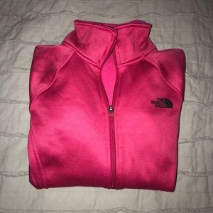 Hot pink north face zip up sweater